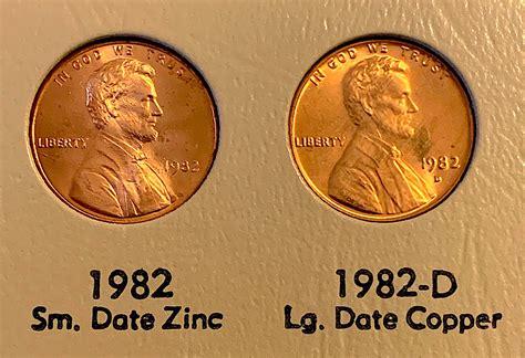 Small Date 1982 Cents Large date 1982 cents can be distinguished from small date 1982 cents rather easily with a good eye and a magnifying glass. . 1982 small date penny vs large